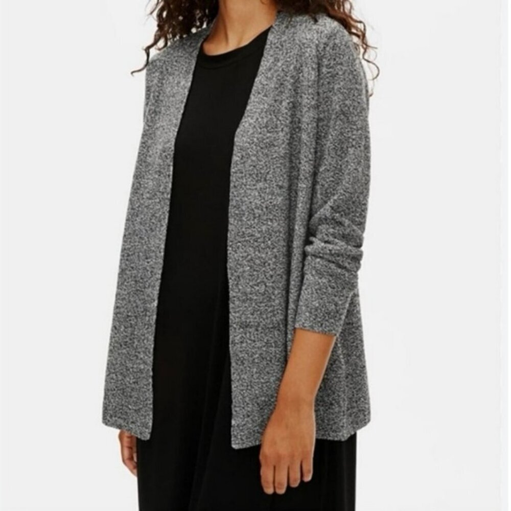 H&M Divided Open Front Cardigan Gray Marled Knit Lightweight Sweater EUC Small